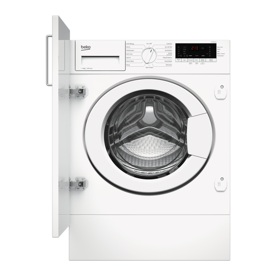 Beko WTIK84111F - Integrated 8kg 1400rpm Washing Machine Manual