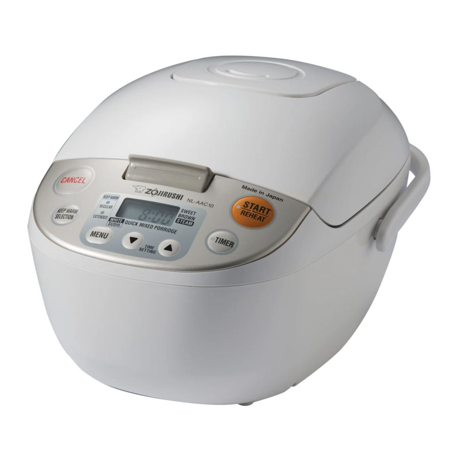 Zojirushi NL-AAC10, NL-AAC18 - Rice Cooker Manual | ManualsLib