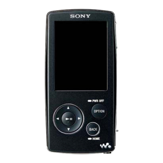 Sony NWZA816P - DIGITAL MEDIA PLAYER/MP3 PLAYER Manuals