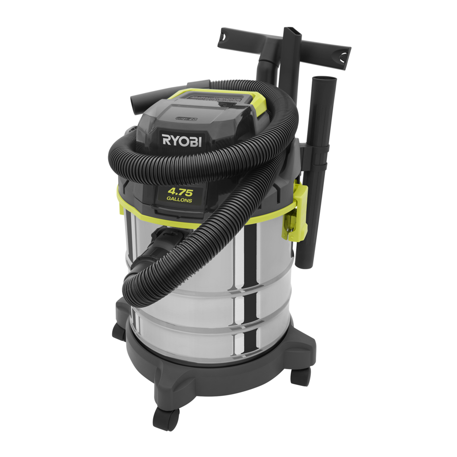 Ryobi PWV200, PWV201B - 18 VOLT WET/DRY VAC Manual