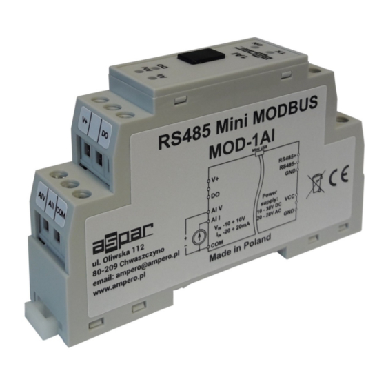 Aspar Mini Modbus 1AI Manuals
