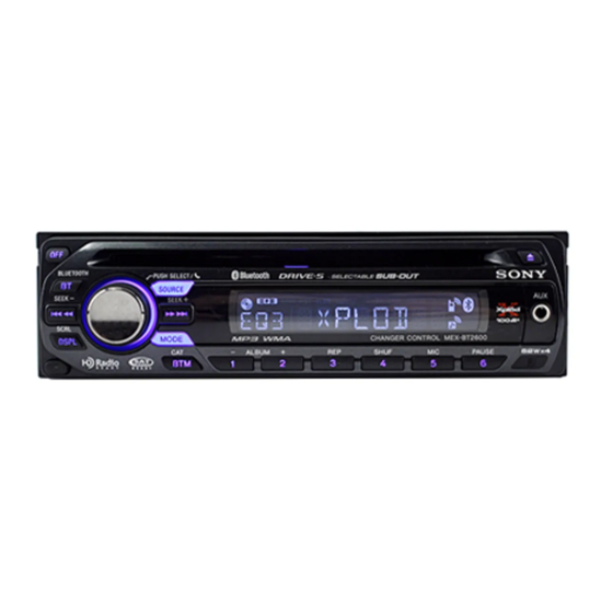 Sony MEX-BT2600 Operating Instructions Manual