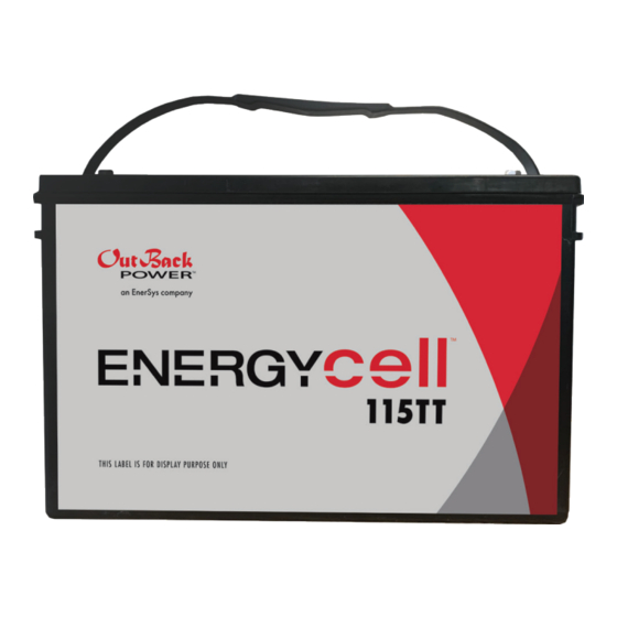 Out back power EnergyCell TT Series Quick Start Manual