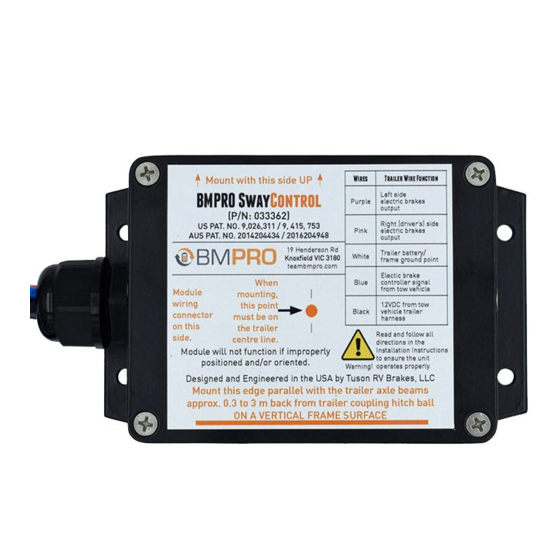 BMPRO SwayControl Owner's Manual