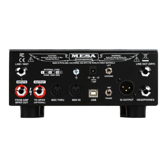 MESA ENGINEERING CAB CLONE IR+ Owner's Manual