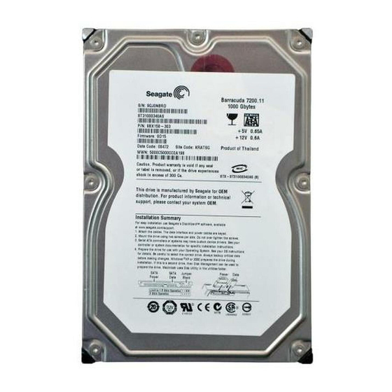 Seagate ST31000340AS - 1TB SATA/300 7200RPM 32MB Hard Drive Features & Benefits Manual