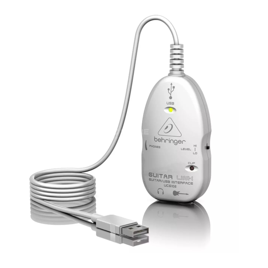 Behringer Guitar Link UCG102 Technical Specifications
