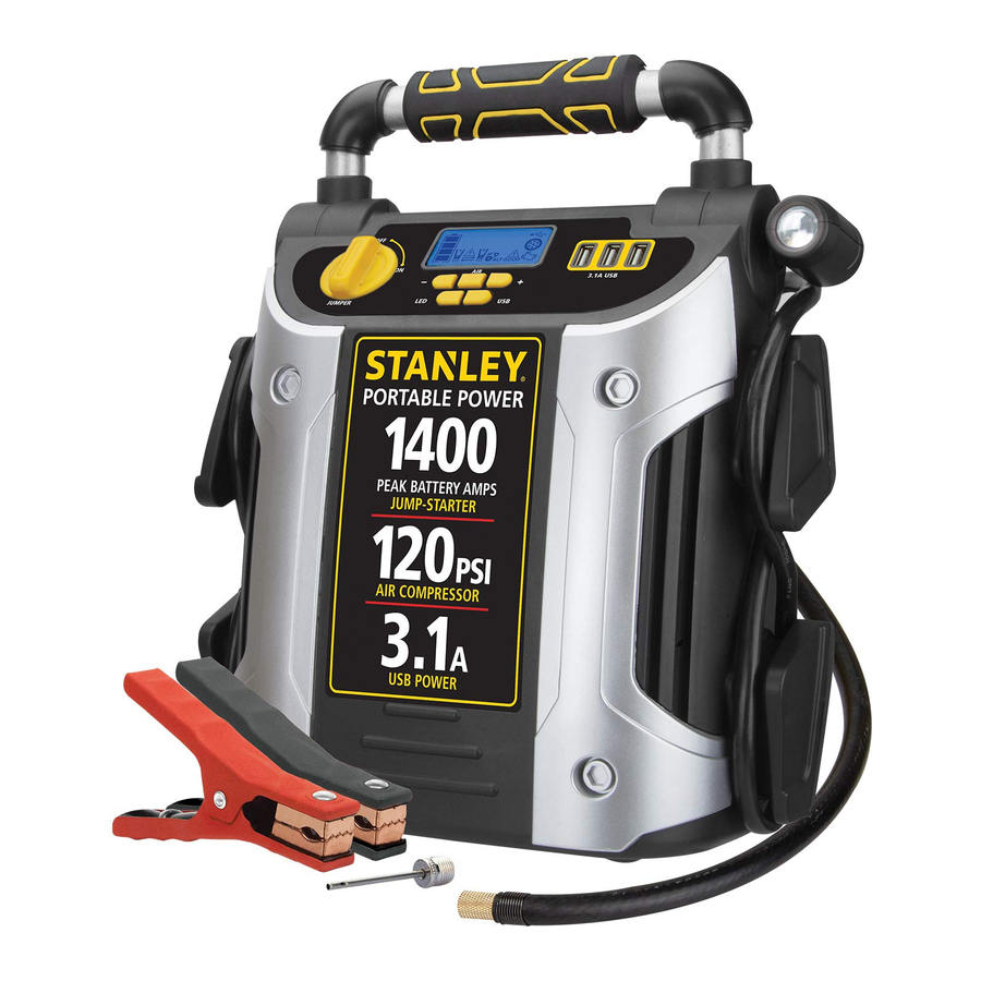 Stanley J7C09D - 1400 Peak Amp Jump Starter, 120 PSI Air Compressor with 3 USB Ports Manual