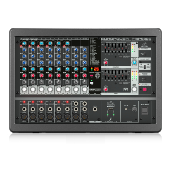 Behringer EUROPOWER PMP580S Quick Start Manual