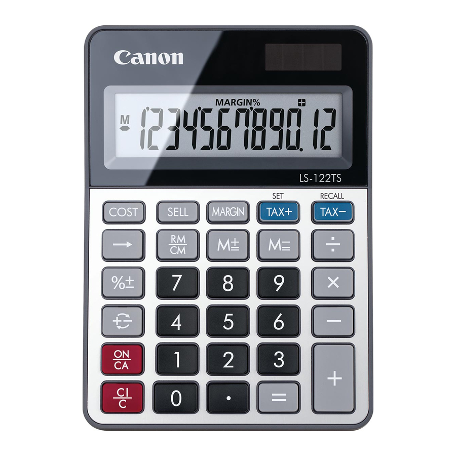 Canon LS-122TS - Calculator Manual