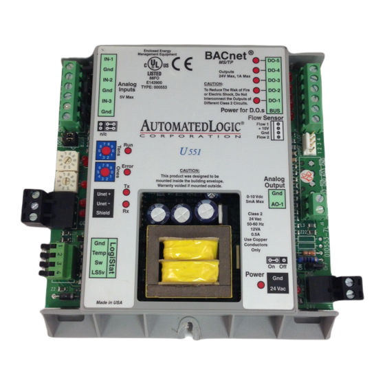 Automated Logic U551 Technical Instructions