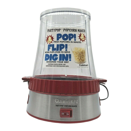 Cuisinart PartyPop CPM-800 Instruction And Recipe Booklet