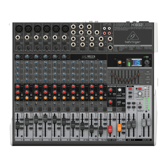 Behringer XENYX X1222USB Operating/Safety Instructions Manual
