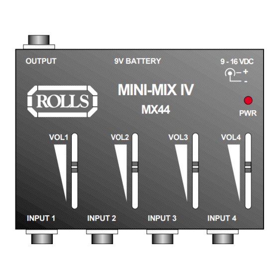 Rolls MINI-MIX IV MX44 Owner's Manual