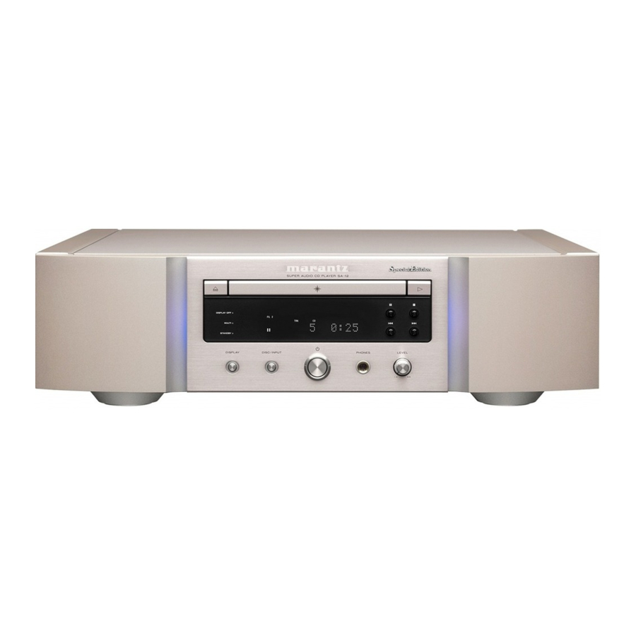 Marantz SA12SE - Super Audio CD Player Manual