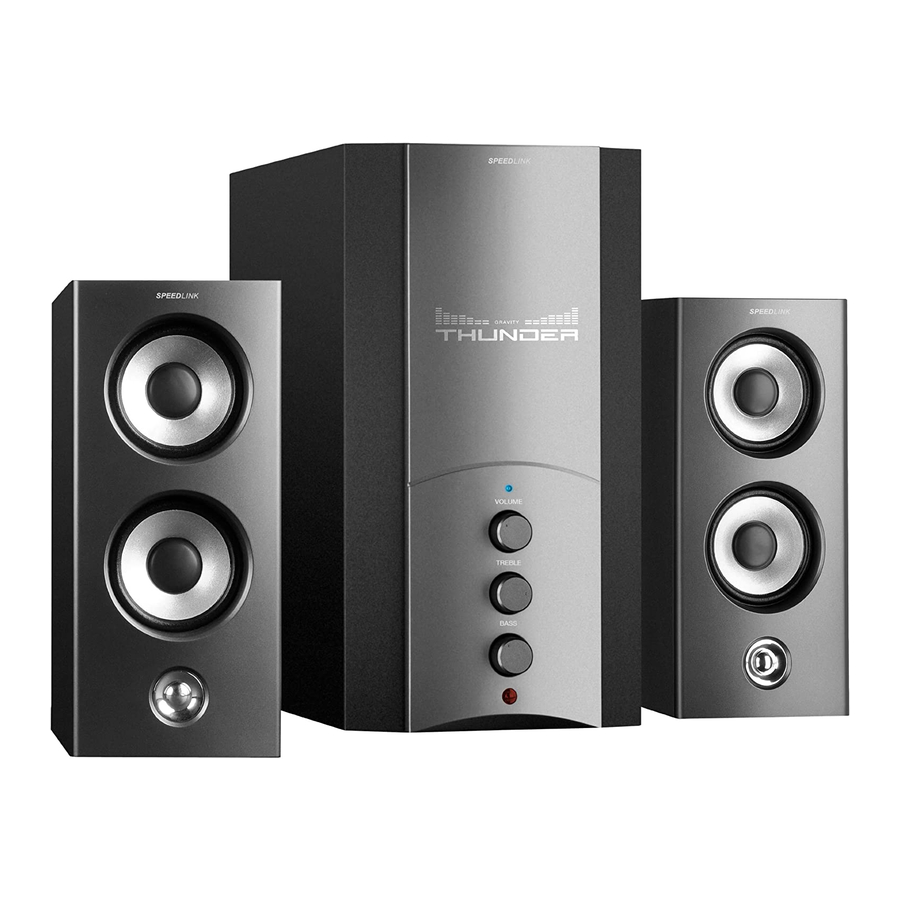 Speedlink GRAVITY THUNDER SL-8267-BK - 2.1 Subwoofer System Quick Install Guide