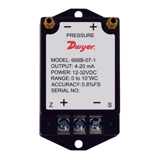 Dwyer Instruments 668B Series Installation And Operating Instructions