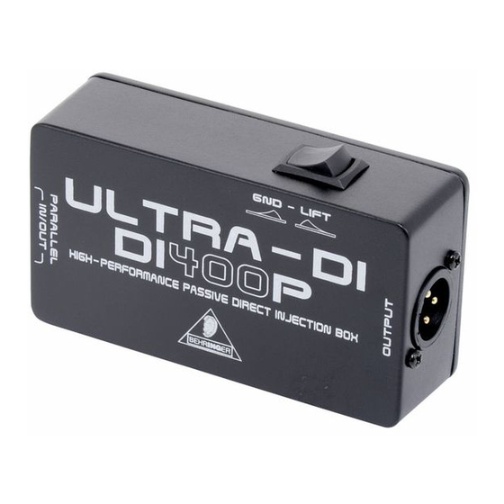 Behringer UTLA-DI DI400P Quick Manual