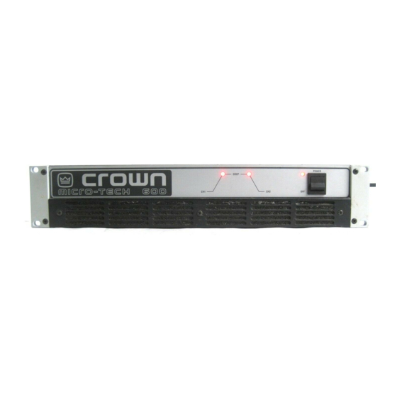 Crown Micro-Tech 600 Manuals