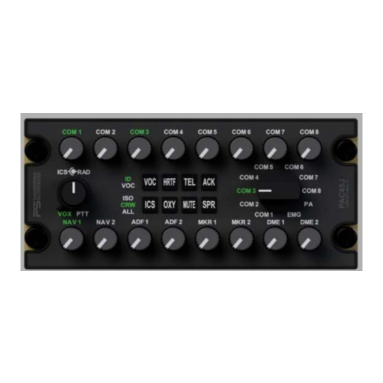 User Manuals: PS Engineering PAC45J Audio Control Panel