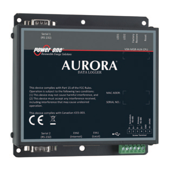 Power One VSN-MGR-RES Series Installation Manual