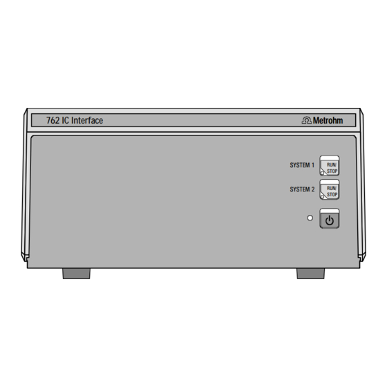 Metrohm 762 IC Interface Instructions For Use Manual