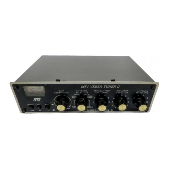 MFJ Versa Tuner II 941D Owner's Manual