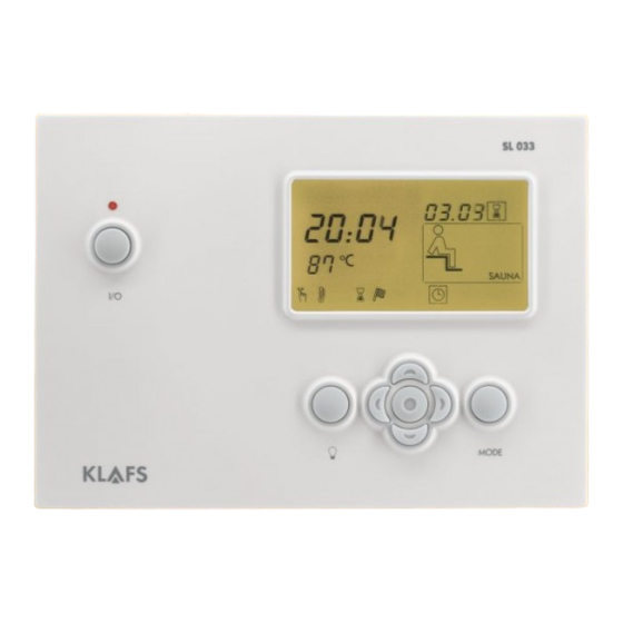 Klafs Sauna Operating Instructions Manual