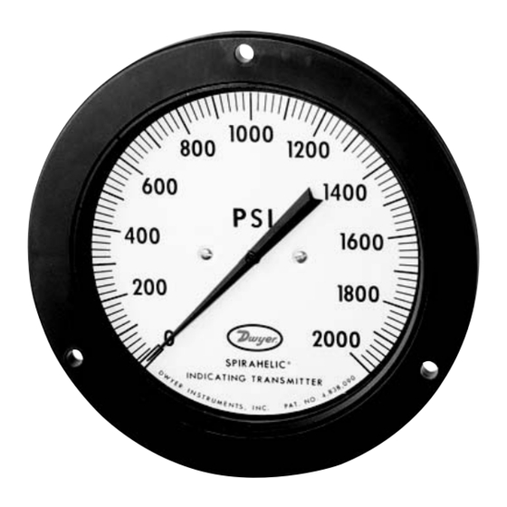 Dwyer Instruments Spirahelic 7000 Series Specifications-Installation And Operating Instructions