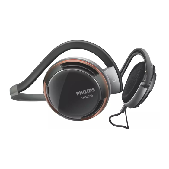 Philips SHS5200 - Headphones - Behind-the-neck Manual