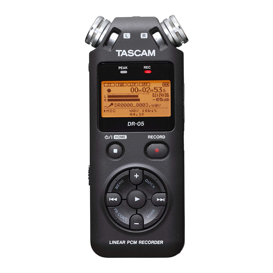 Tascam DR-05 Quick Reference Manual
