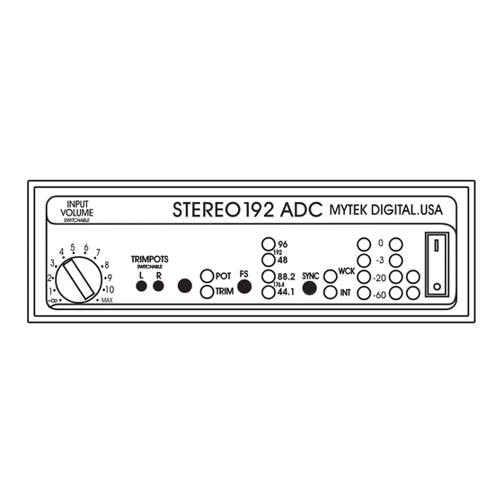MyTek Stereo 192 ADC User Manual