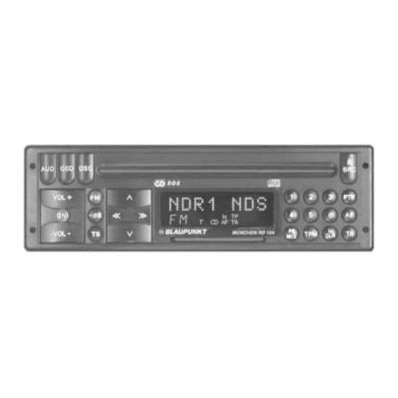 Blaupunkt Munchen RD 104 Fitting Instructions Manual