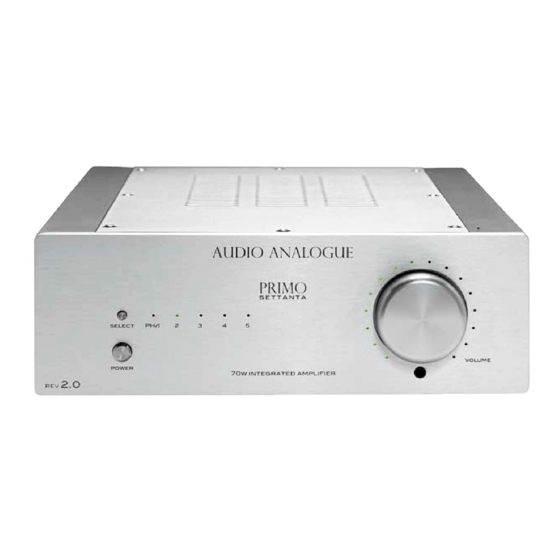 Audio Analogue PRIMO INTEGRATED AMPLIFIER Owner's Manual