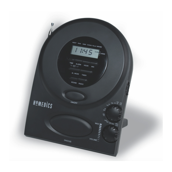 HoMedics SOUND SPA SS-400B Instruction Manual And  Warranty Information