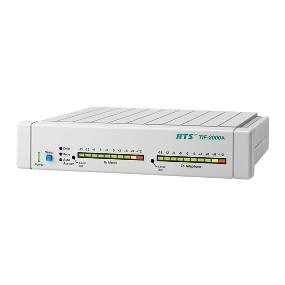 RTS TIF-2000A Specification Sheet