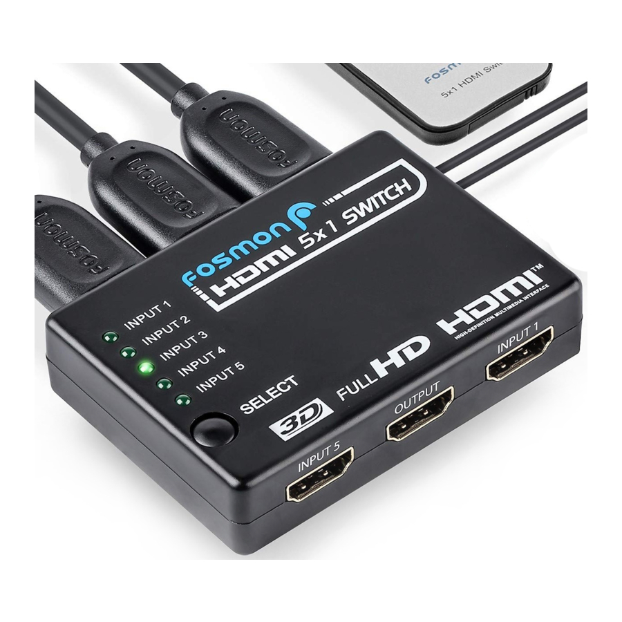 Fosmon hd8192 5x1 hdmi switch manual manualslib