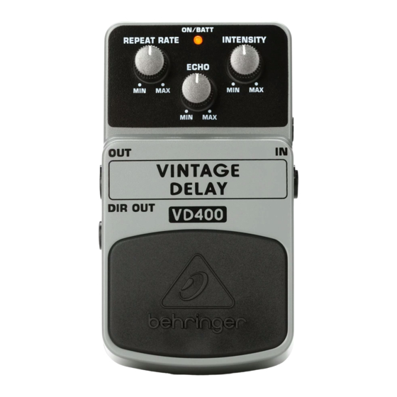 Behringer VINTAGE DELAY Manual