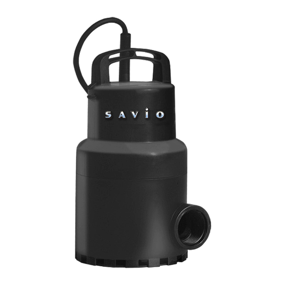 Savio Water Master Clear Pump Series Operating Manual & Specifications