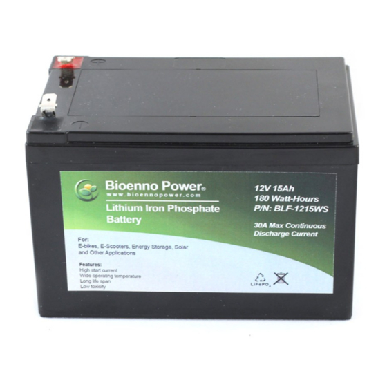 Bioenno Power BLF-1215WS Instructions For Use