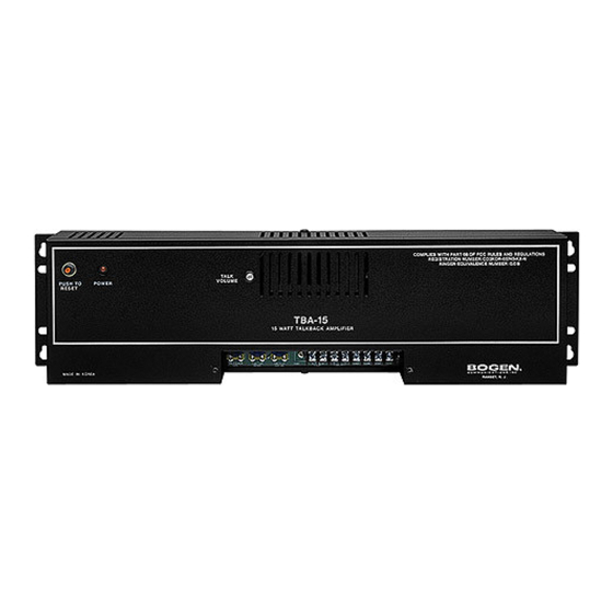 Bogen TBA-15 Installation And Adjustment Instructions