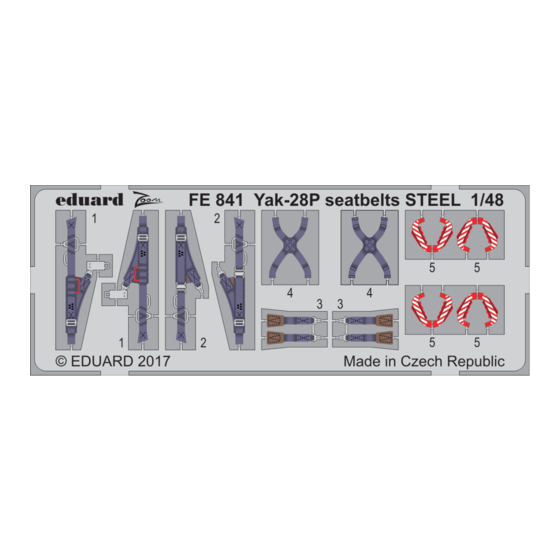 Eduard Zoom Yak-28P seatbelts STEEL 1/48 Quick Start Manual