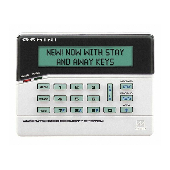 NAPCO GEM-K800 Operating Manual