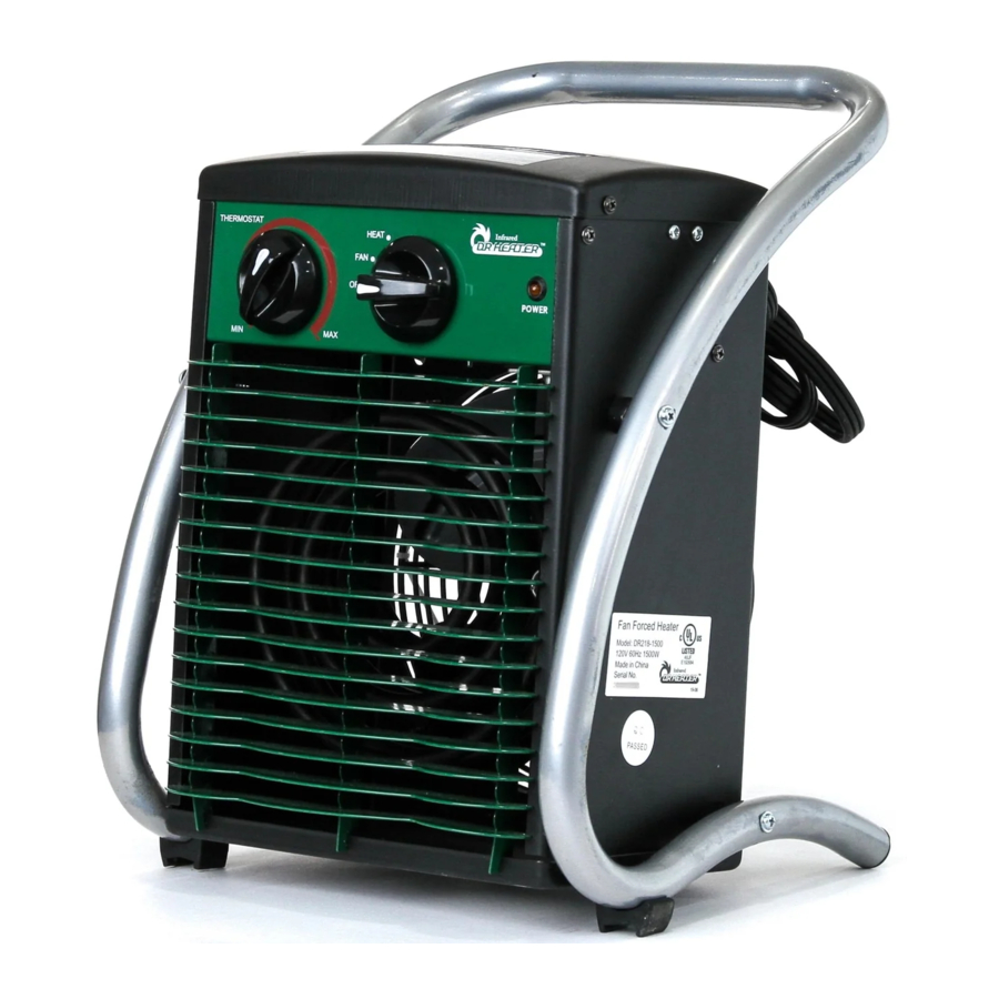 DR. Heater DR218-1500, DR218-3000 - Fan Forced Heater Manual