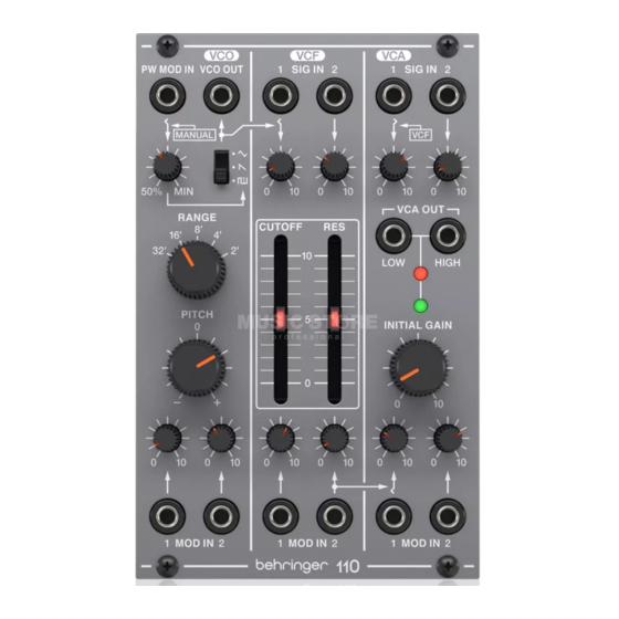 Behringer 110 VCO/VCF/VCA Quick Start Manual