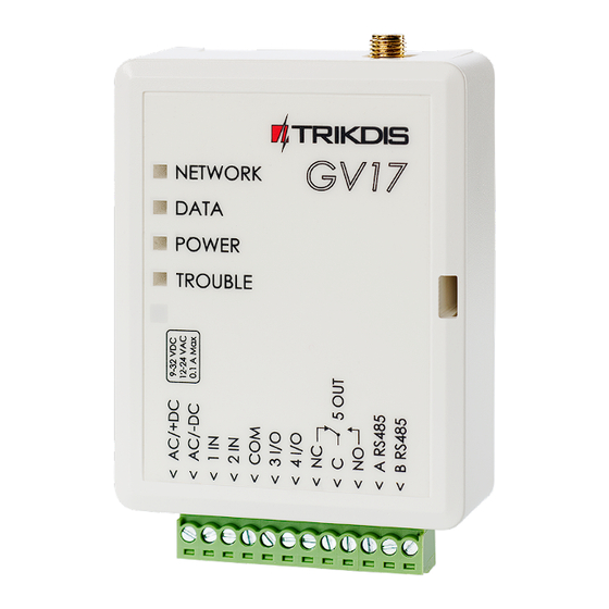 Trikdis GV17 Short Installation Manual