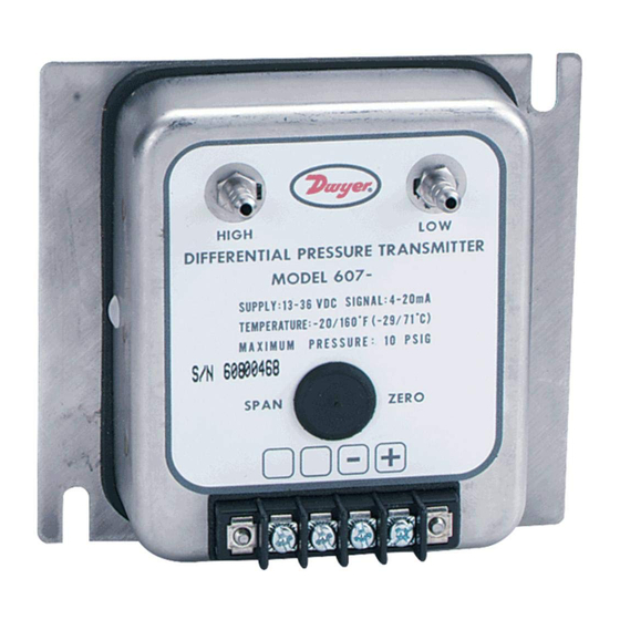 Dwyer Instruments 607 Series Specifications-Installation And Operating Instructions
