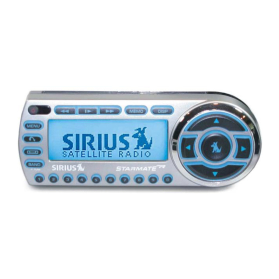 Sirius Satellite Radio STAREMATE REPLAY ST2 User And Installation Manual