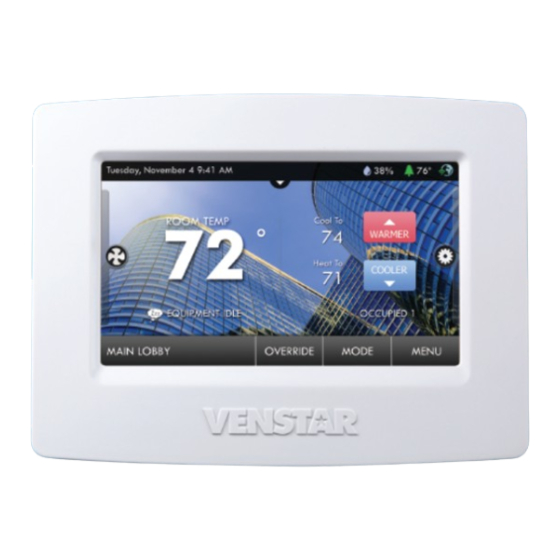 Venstar ColorTouch T5800 Calibration Manual
