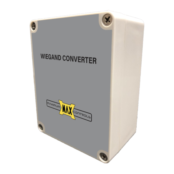 Maximum Controls MAX WIEGAND Quick Installation Manual